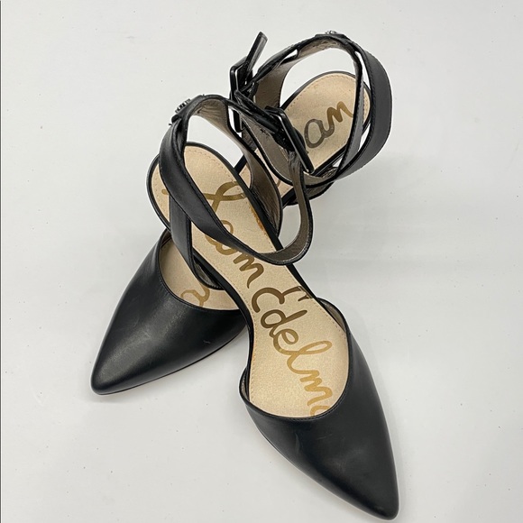 Sam Edelman Black Leather Ankle Strap Heels - Picture 9 of 12